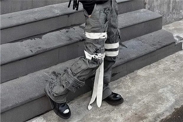 Distressed Strap Cargo Pants