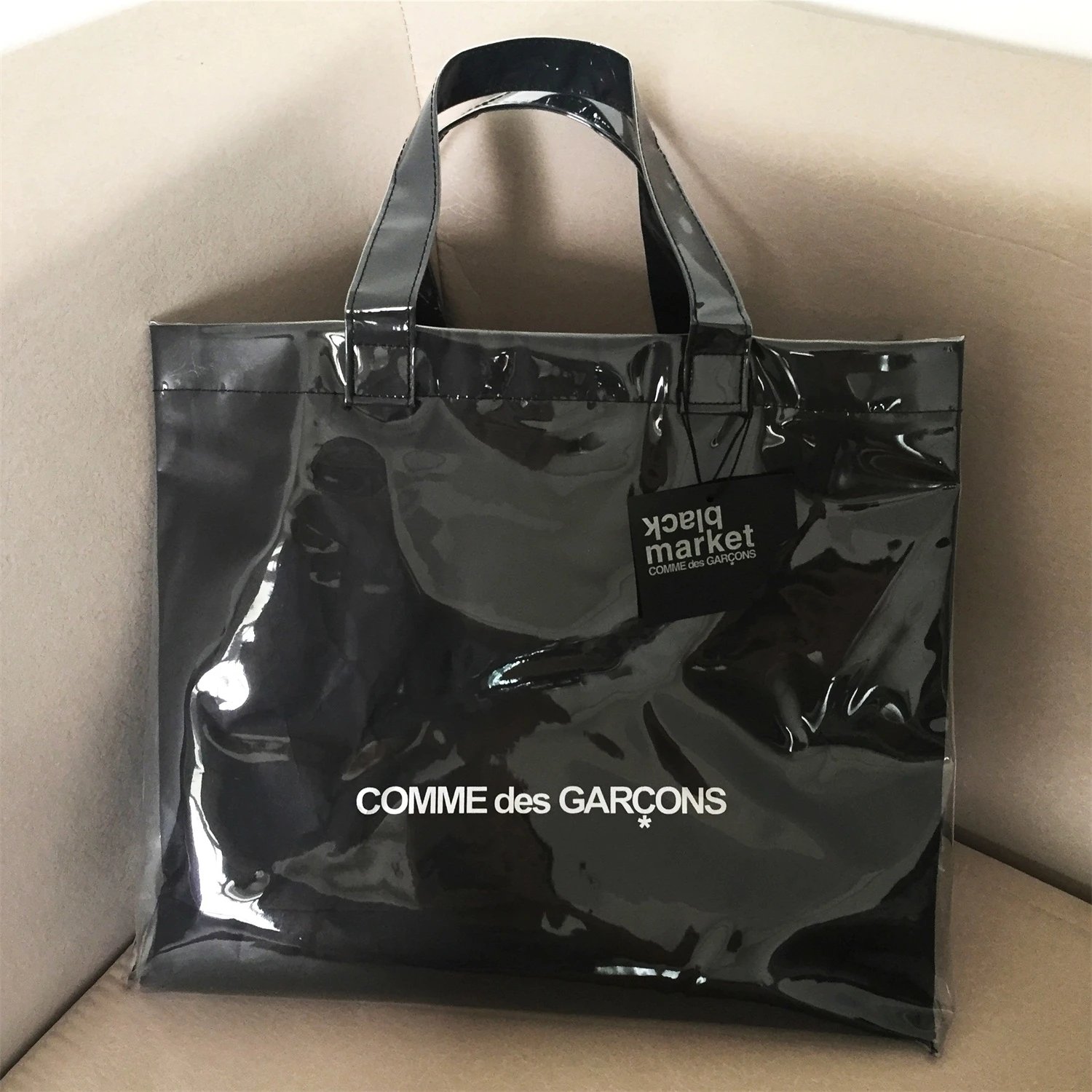 CDG Black Matte Finish Tote Bag